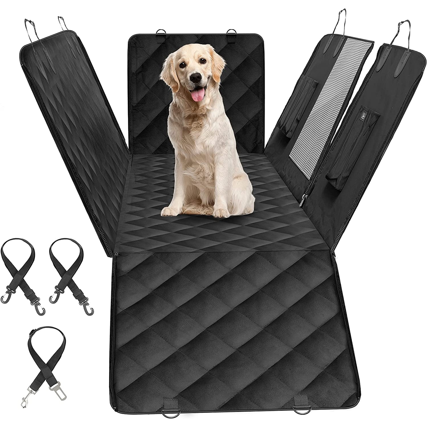 100 Waterproof Pet Seat Protector with Mesh Window Black